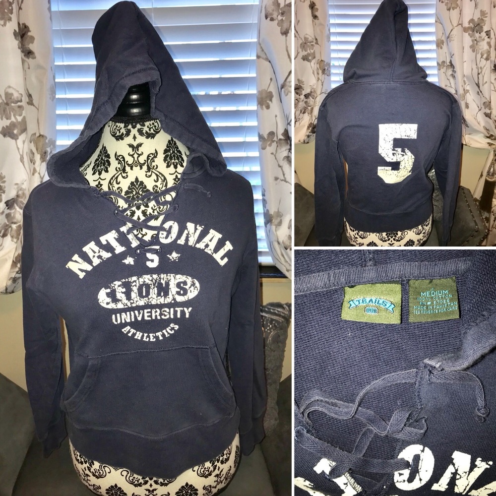 New Item! Navy and stone washed white hoodie  med